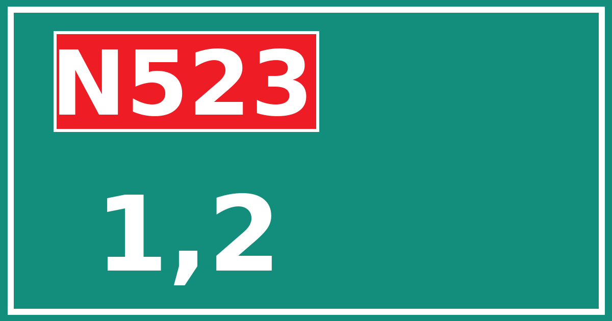 Hectometerbord N523 1,2