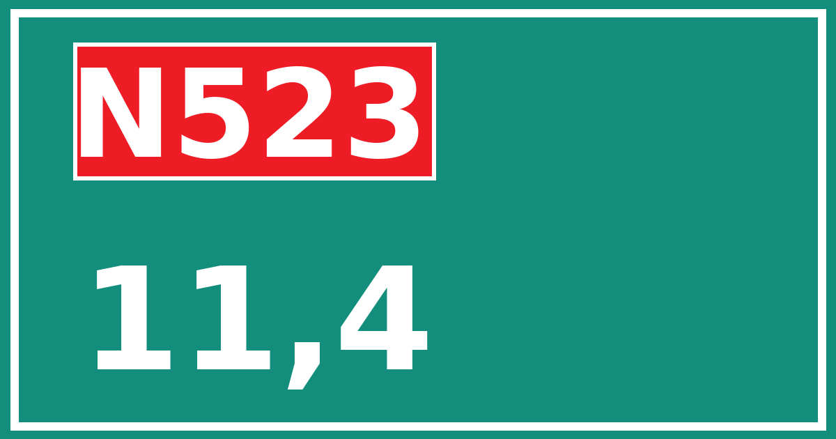 Hectometerbord N523 11,4