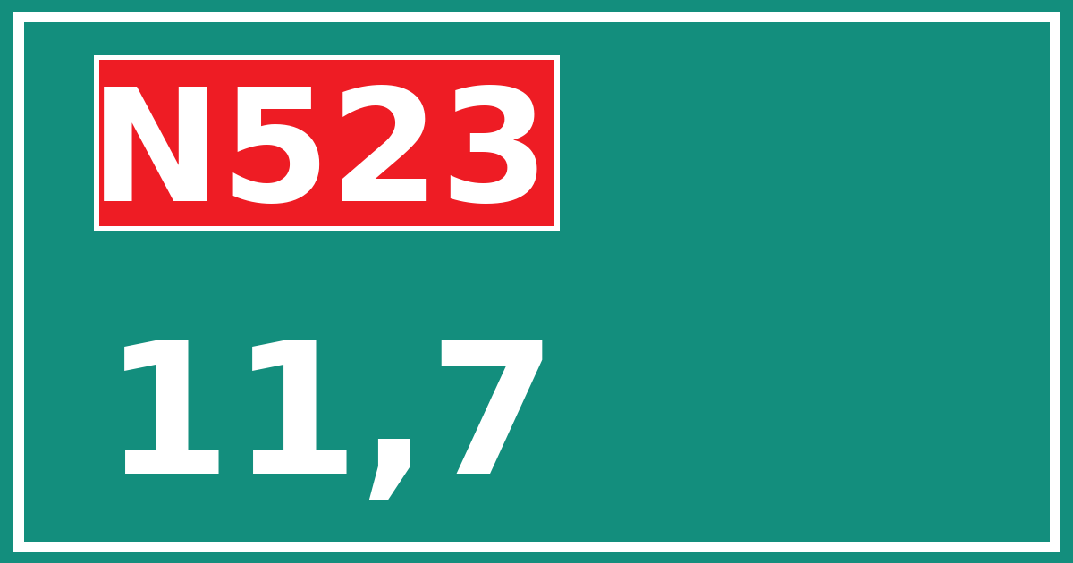 Hectometerbord N523 11,7