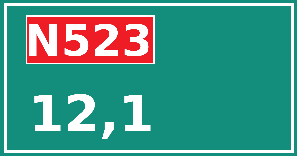 Hectometerbord N523 12,1