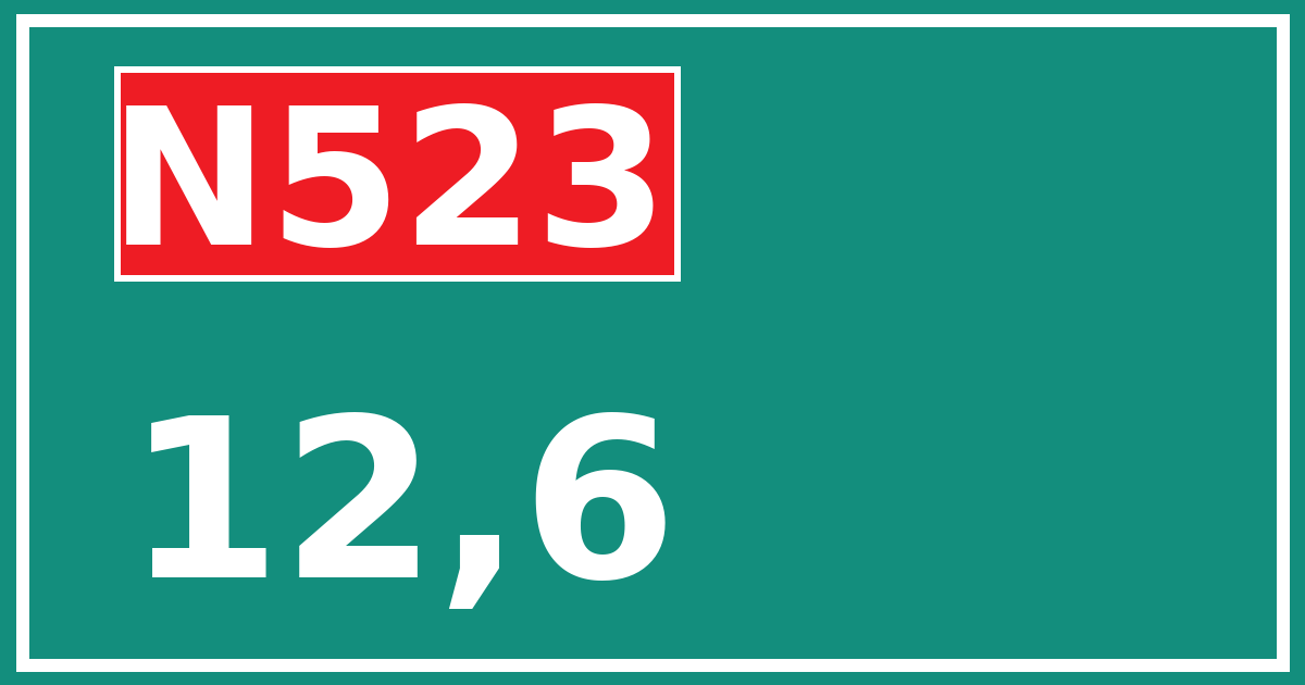 Hectometerbord N523 12,6