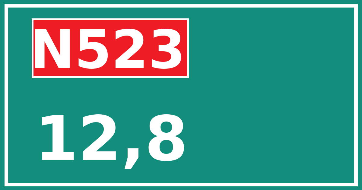 Hectometerbord N523 12,8