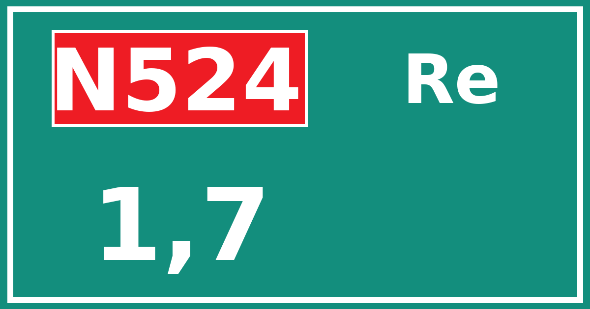 Hectometerbord N524 1,7 zijde Re