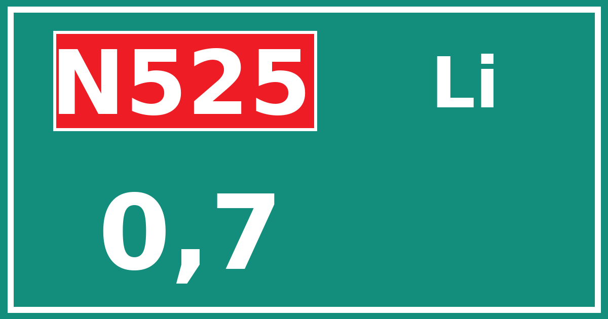 Hectometerbord N525 0,7 zijde Li