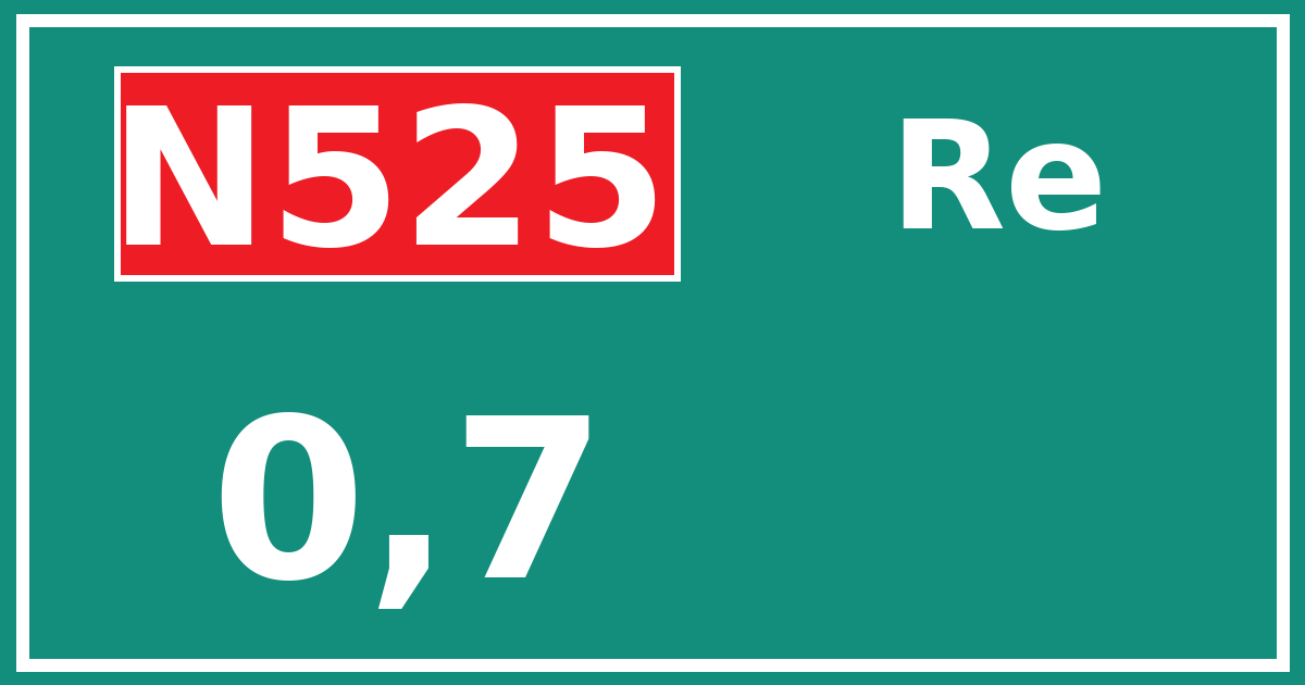 Hectometerbord N525 0,7 zijde Re
