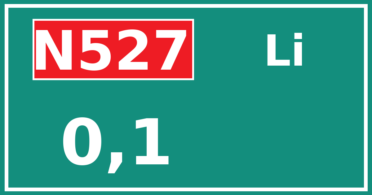 Hectometerbord N527 0,1 zijde Li
