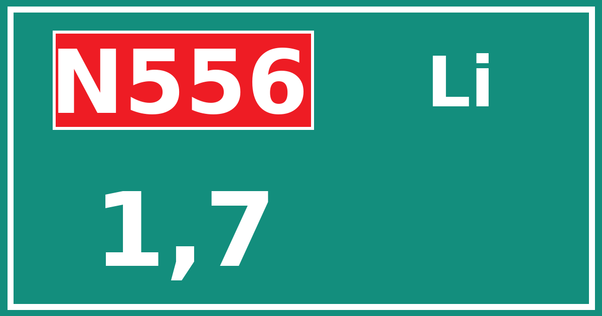 Hectometerbord N556 1,7 zijde Li