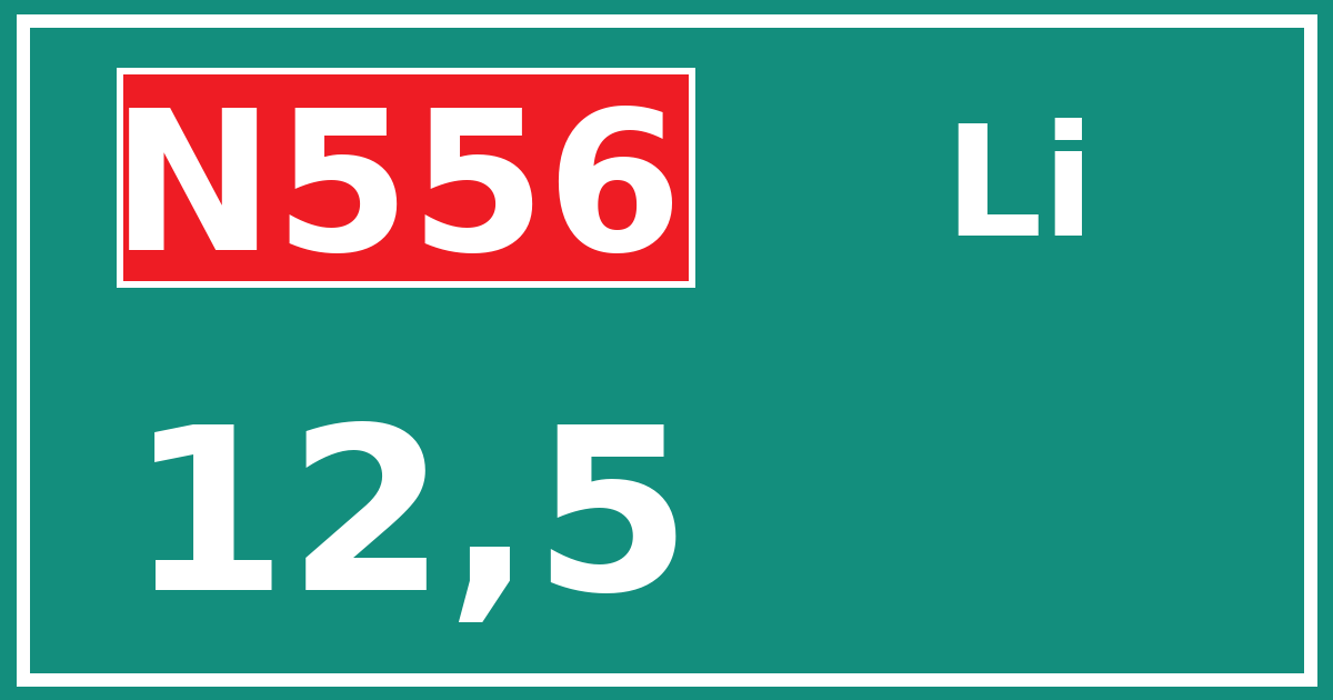 Hectometerbord N556 12,5 zijde Li