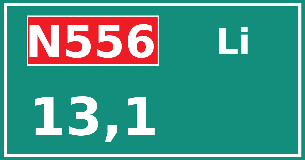 Hectometerbord N556 13,1 zijde Li