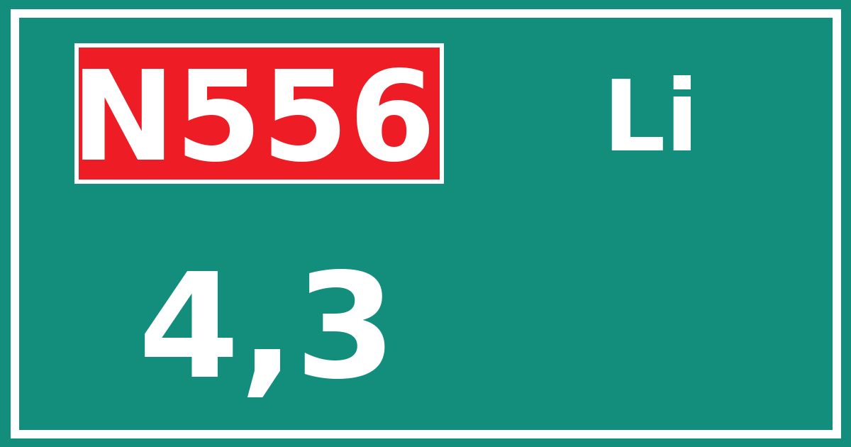 Hectometerbord N556 4,3 zijde Li