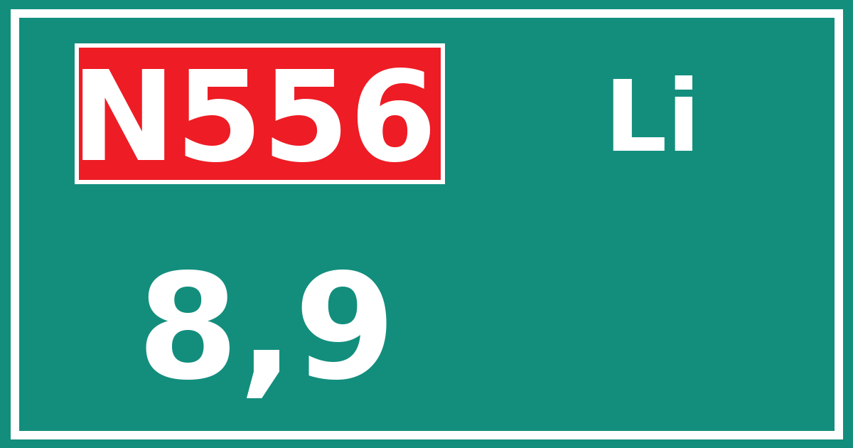Hectometerbord N556 8,9 zijde Li