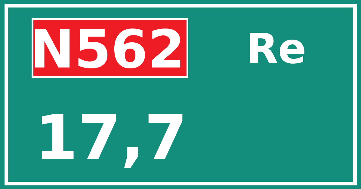 Hectometerbord N562 17,7 zijde Re