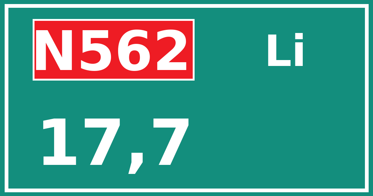Hectometerbord N562 17,7 zijde Li