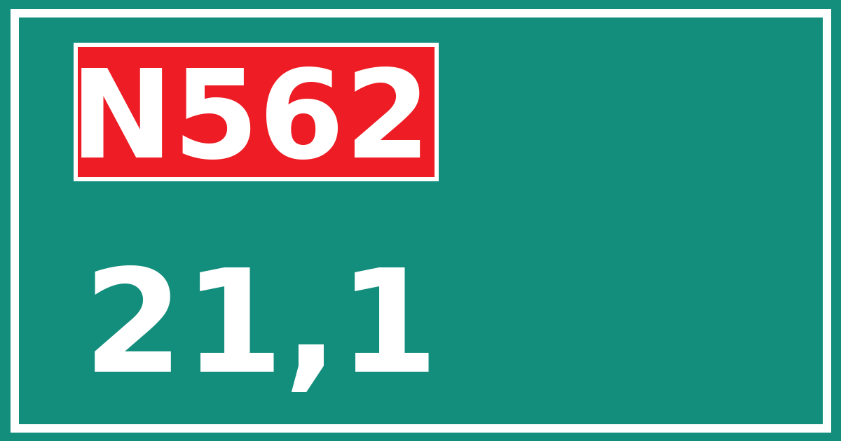 Hectometerbord N562 21,1
