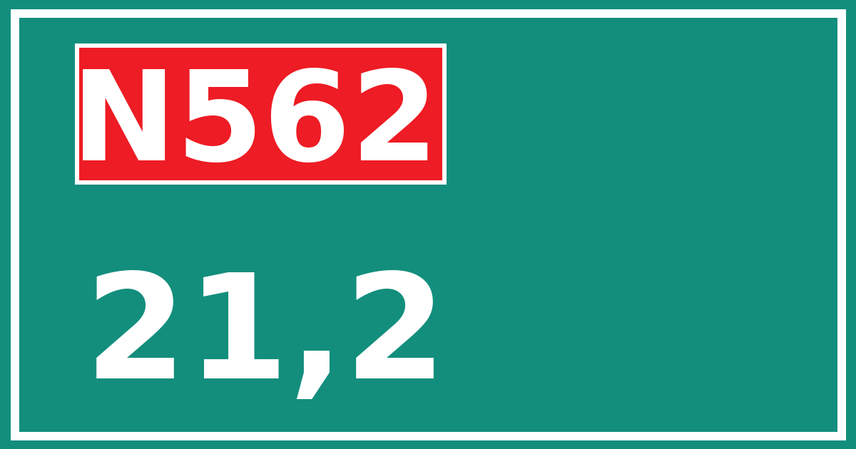 Hectometerbord N562 21,2