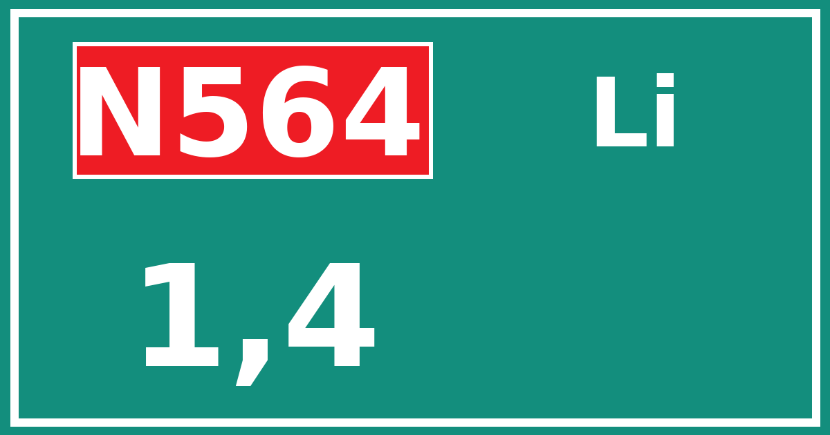 Hectometerbord N564 1,4 zijde Li
