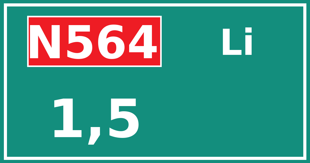 Hectometerbord N564 1,5 zijde Li