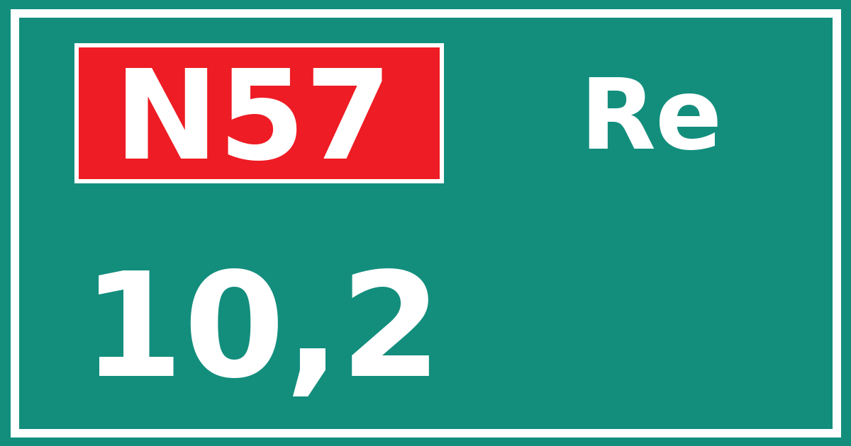 Hectometerbord N57 10,2 zijde Re