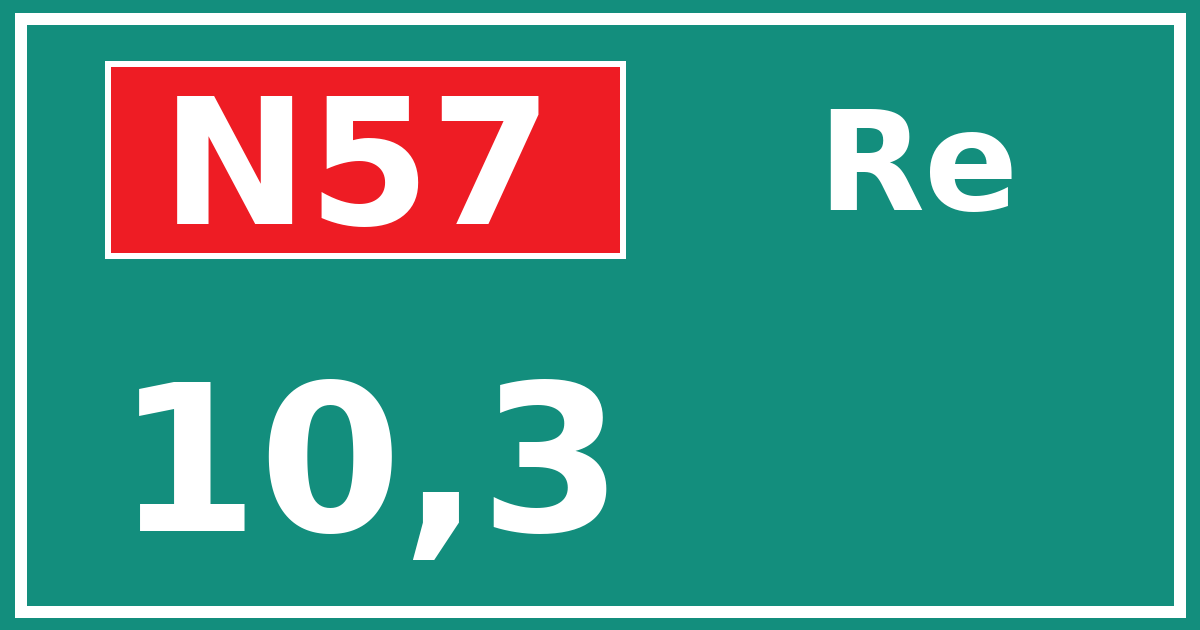Hectometerbord N57 10,3 zijde Re
