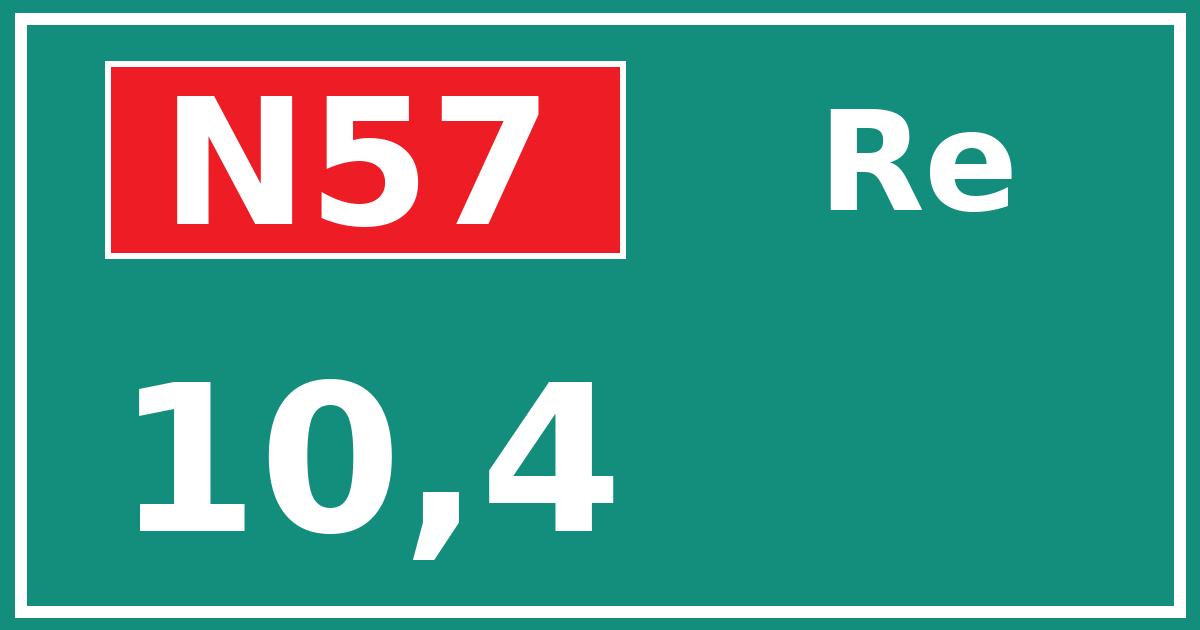 Hectometerbord N57 10,4 zijde Re