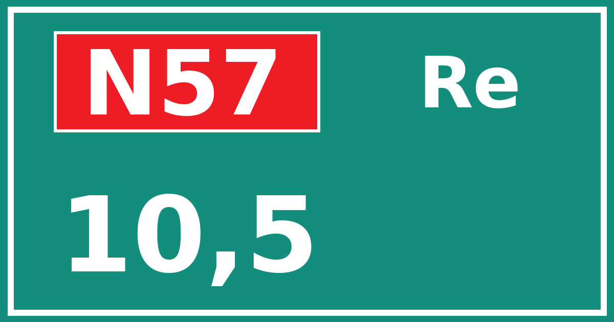 Hectometerbord N57 10,5 zijde Re