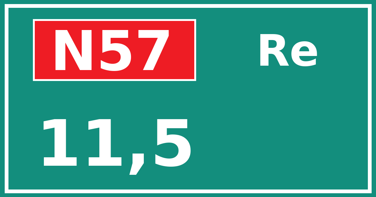 Hectometerbord N57 11,5 zijde Re
