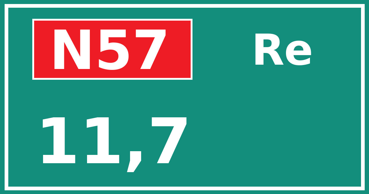 Hectometerbord N57 11,7 zijde Re
