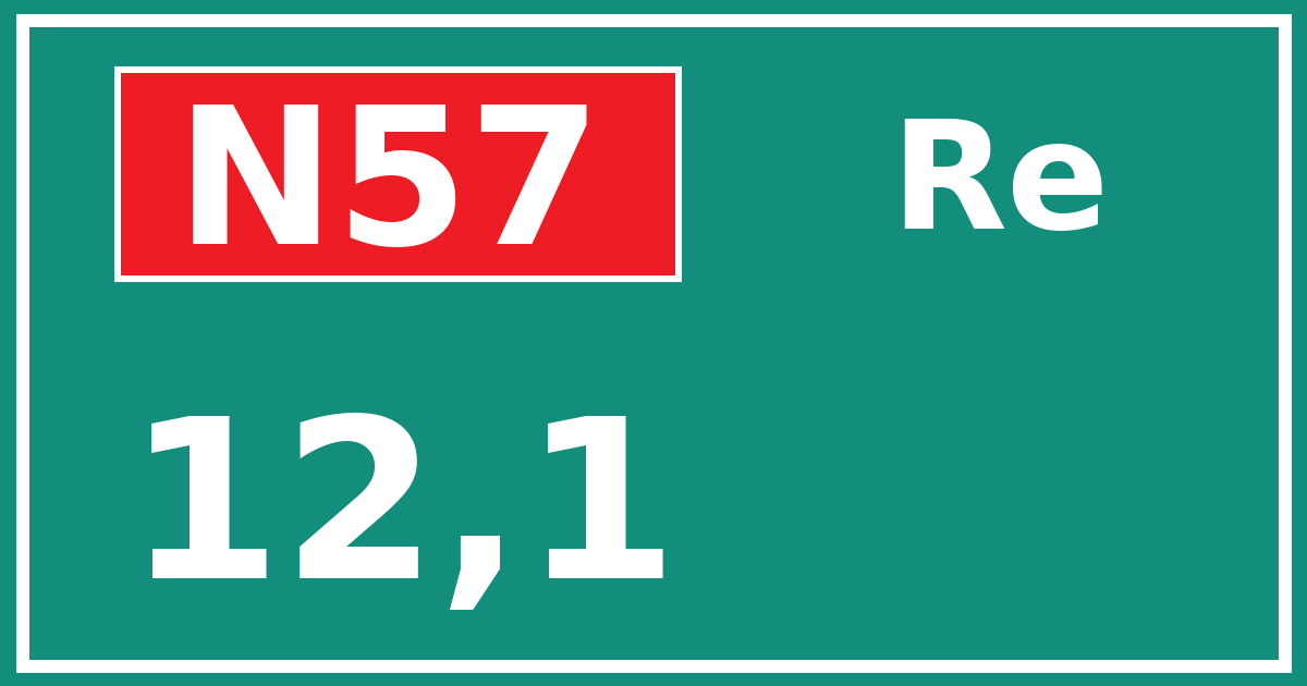 Hectometerbord N57 12,1 zijde Re