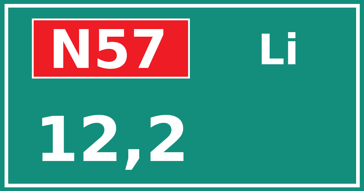 Hectometerbord N57 12,2 zijde Li