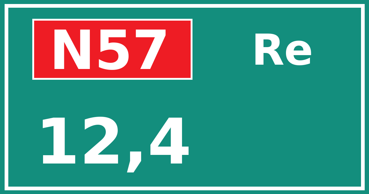 Hectometerbord N57 12,4 zijde Re