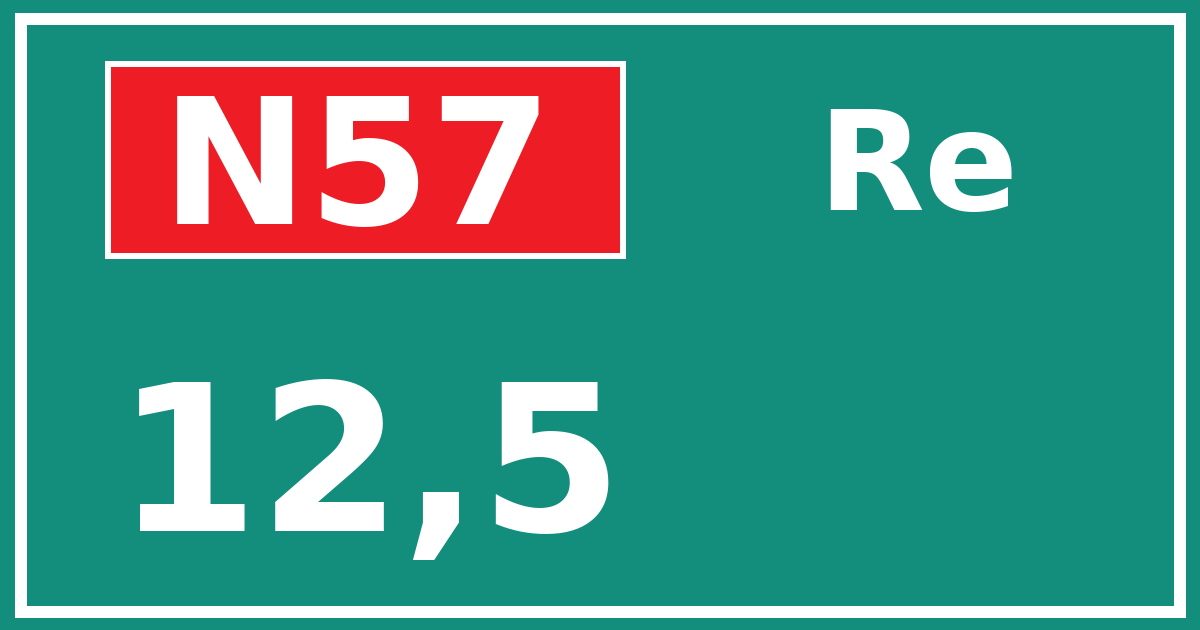 Hectometerbord N57 12,5 zijde Re