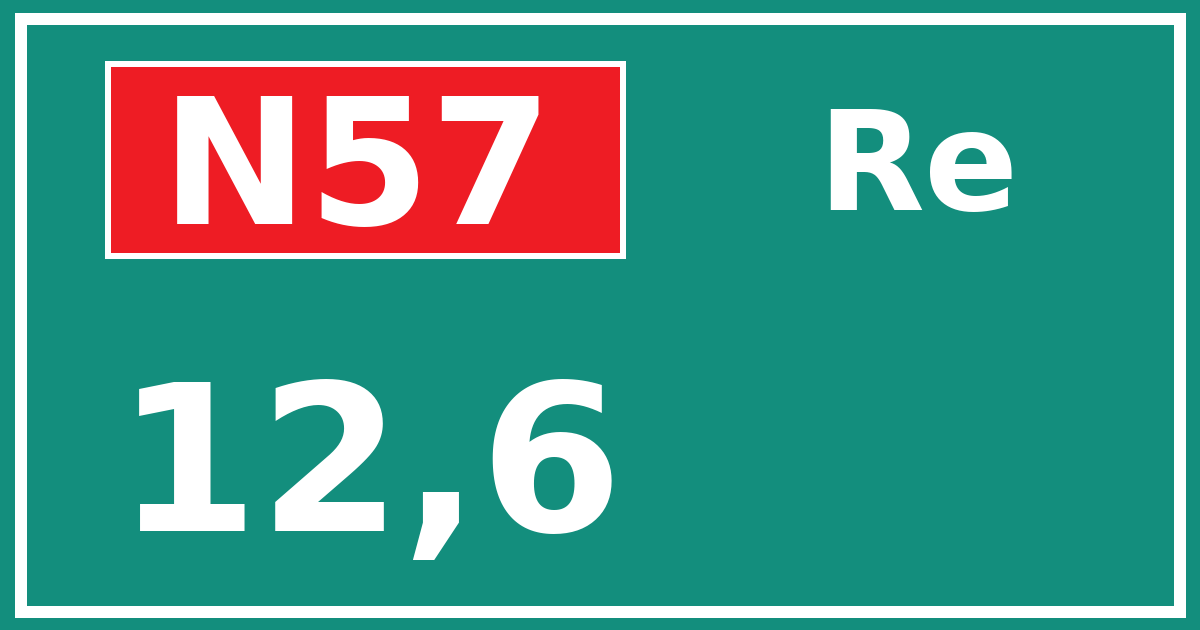 Hectometerbord N57 12,6 zijde Re