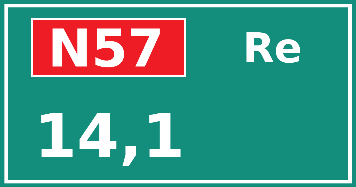 Hectometerbord N57 14,1 zijde Re