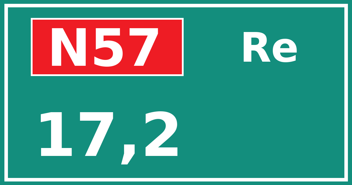 Hectometerbord N57 17,2 zijde Re