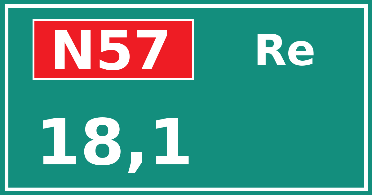 Hectometerbord N57 18,1 zijde Re