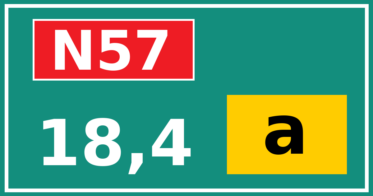 Hectometerbord N57 18,4 letter a