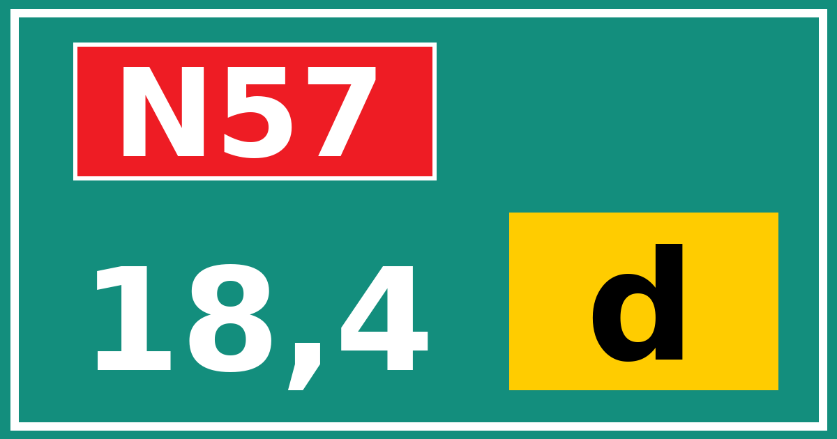 Hectometerbord N57 18,4 letter d