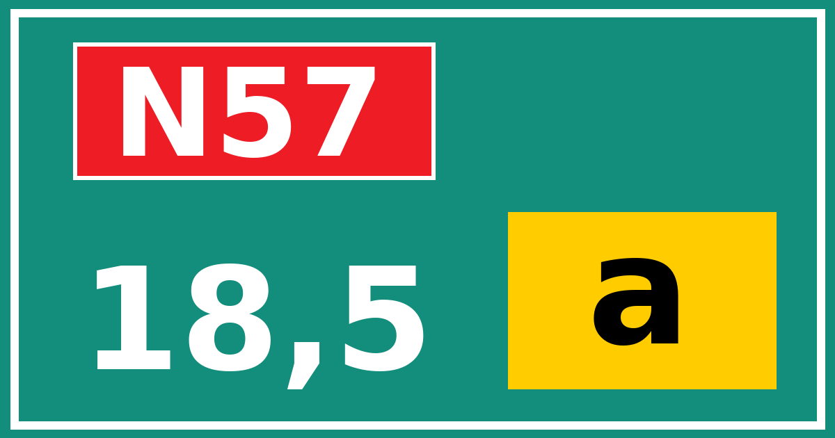 Hectometerbord N57 18,5 letter a
