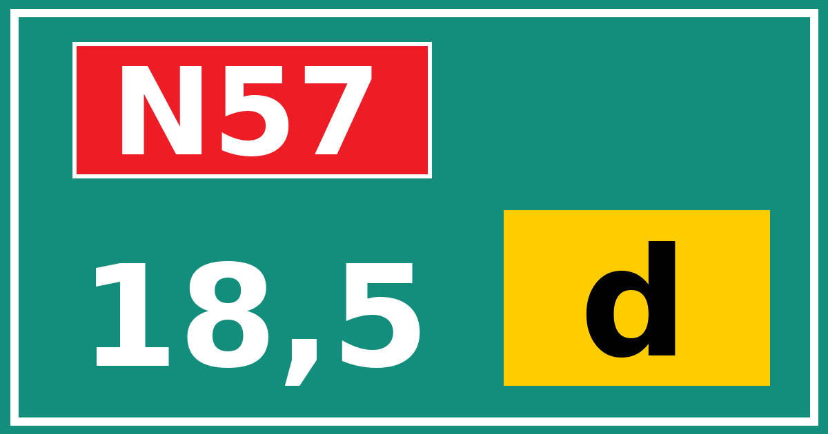 Hectometerbord N57 18,5 letter d