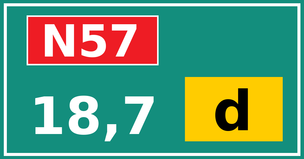 Hectometerbord N57 18,7 letter d