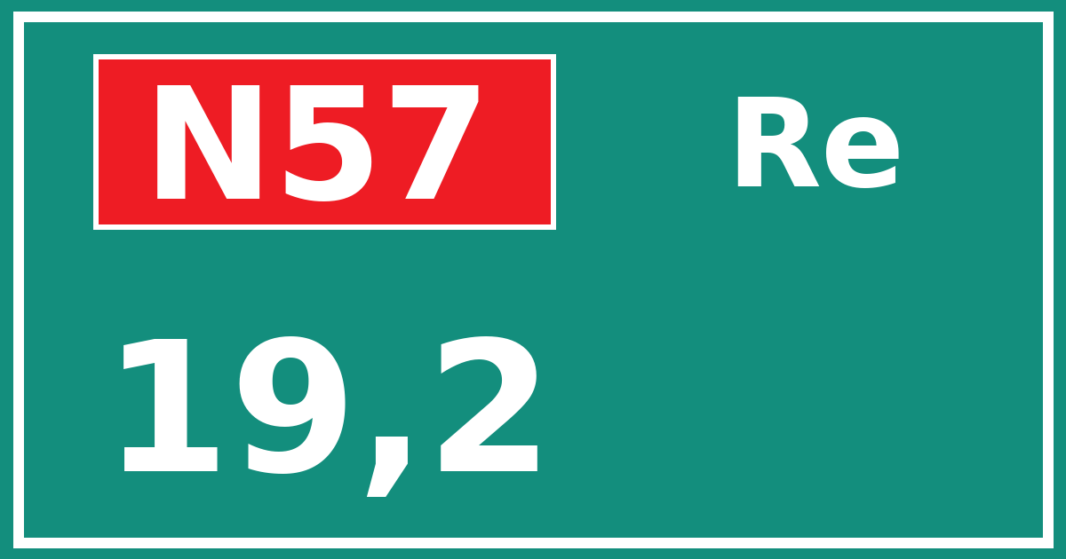 Hectometerbord N57 19,2 zijde Re