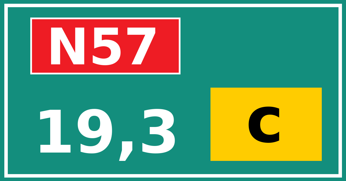 Hectometerbord N57 19,3 letter c