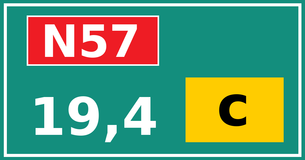Hectometerbord N57 19,4 letter c