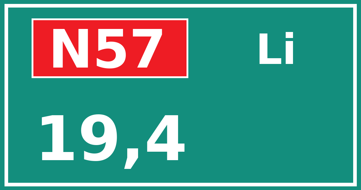 Hectometerbord N57 19,4 zijde Li