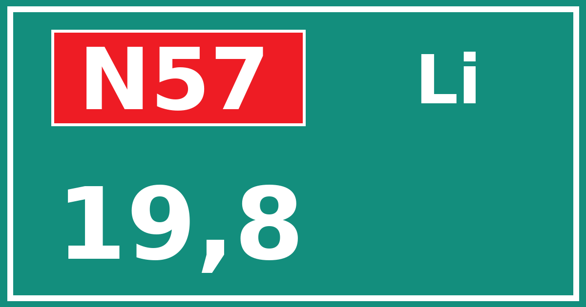 Hectometerbord N57 19,8 zijde Li