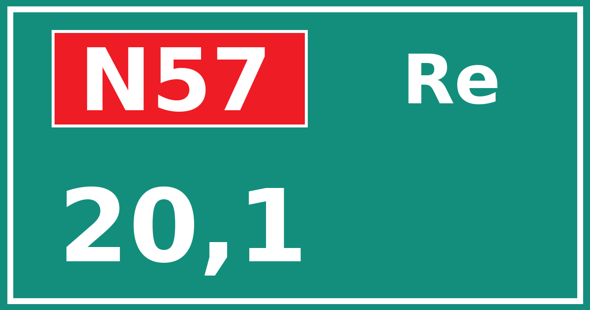 Hectometerbord N57 20,1 zijde Re