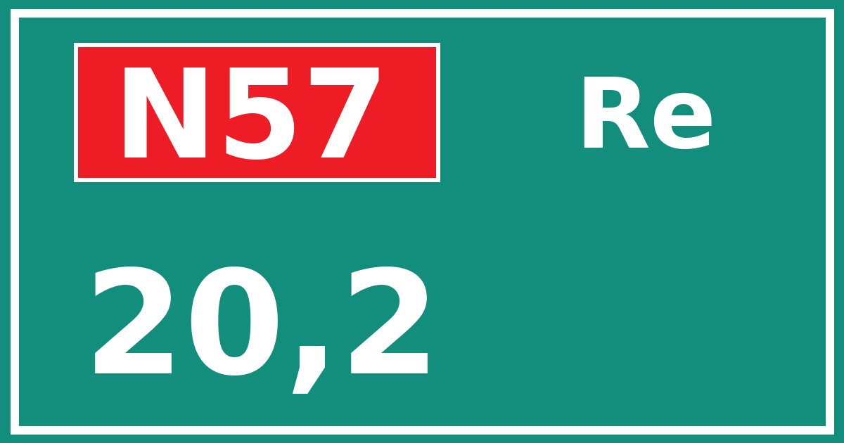 Hectometerbord N57 20,2 zijde Re