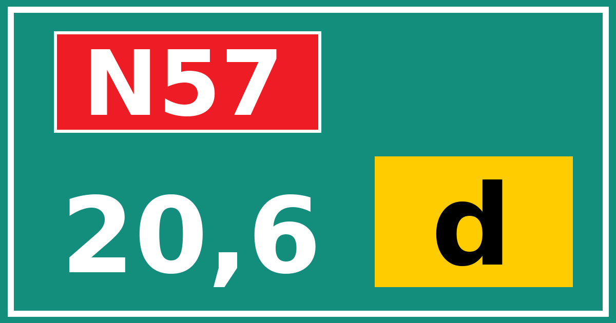 Hectometerbord N57 20,6 letter d