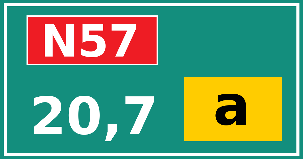 Hectometerbord N57 20,7 letter a