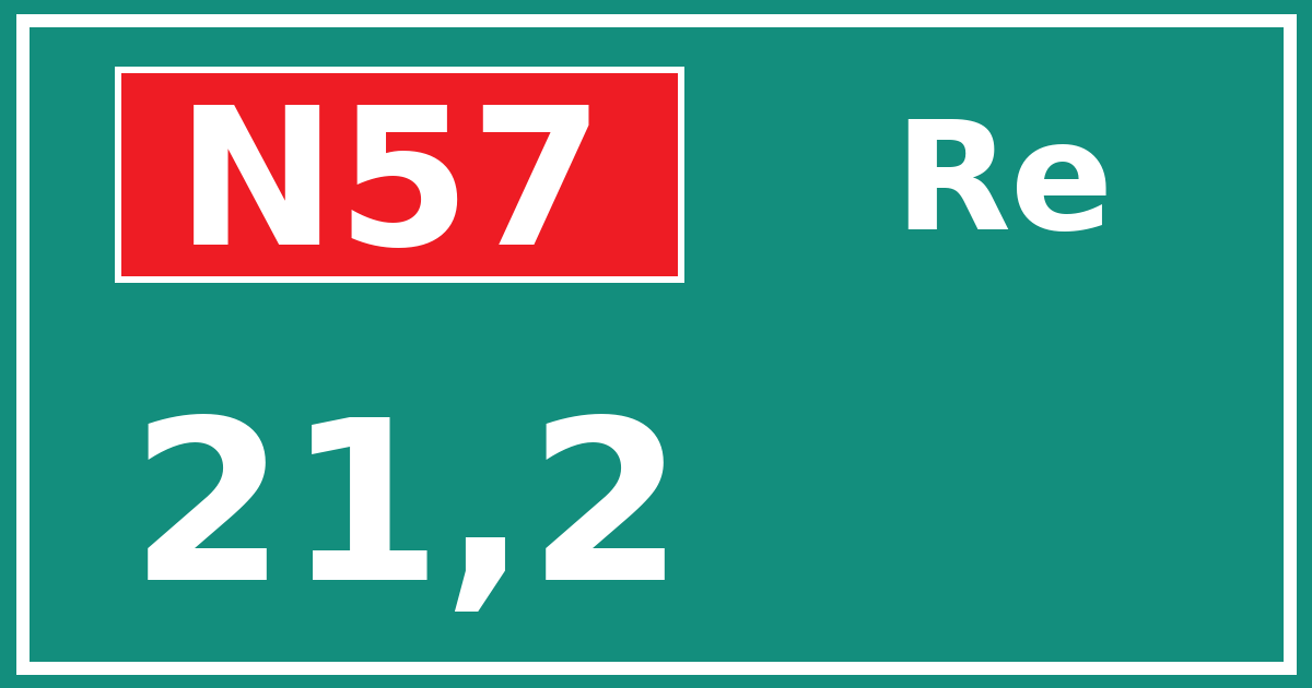 Hectometerbord N57 21,2 zijde Re